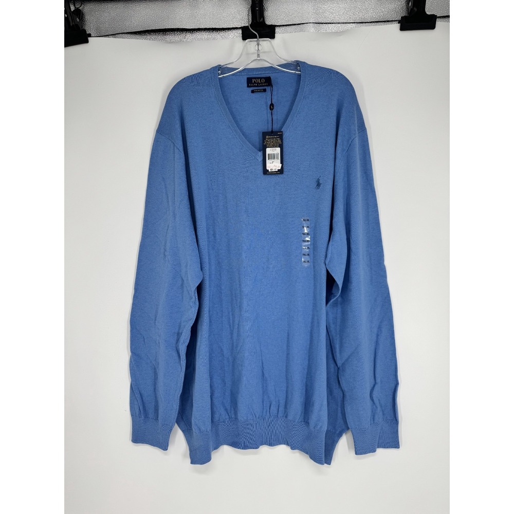 Polo Ralph Lauren Sweater 3XL Tall 3XLT 100% Pima Cotton V Neck Pony Pullover
